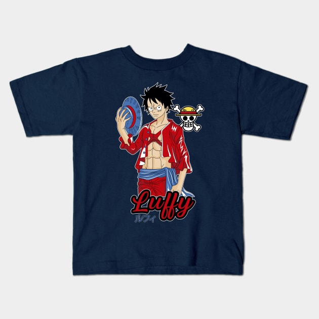 Luffy d Monkey - ONE PIECE Kids T-Shirt by Losen500